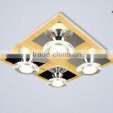 LED Modern Dimmable Ceiling Lamp, Wooden Base Ceiling Lamp, Chrome-plated Ceiling Lamp