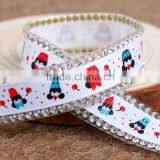 Iron On Rhinestone Patterns Chain,Printing Beautiful Parttern Ribbon Base On Glue For Garment Accessory thumbnail-4