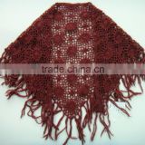 ladies handmade 100% acrylic crocheted shawl with palpus tassel