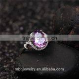 Hot Sale Jewellery Set 18K Gold Plated 925 Sterling Silver Precious Natural Amethyst Gemstone Pendant Ring Jewelry Set thumbnail-3