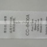 CC-6000A Cheap Pure Cotton Bleaching 100% Woven Cotton Label