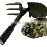 5 in 1 Folding Camp Shovel, Rake, Compass, Saw and Bottle Opener with Free Compact Carrying Case
