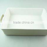 Stocklot Rectangular Shape White Ceramic Bakeware With Handles thumbnail-1