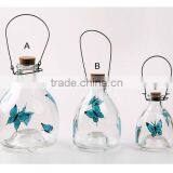 Clear Glass Wasp Trap With Hand-painting Butterfly thumbnail-1