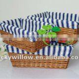 3 /s Rectangle Willow Storge Basket With Liners Wholesale thumbnail-1