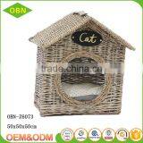 Custom Outdoor Indoor Durable Willow Woven Pet Dog House Wicker Cat House thumbnail-2