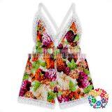 Florals Cotton Backless Lace Fringe Baby Clothes Romper Wholesale thumbnail-5