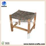 24cm Rush Seat Brown Finished Wooden Stool thumbnail-1