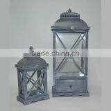 Brown Wooden Candle Lantern With Drawers thumbnail-1