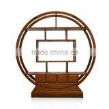 Book Rack Round Oriental Natural Teak Wood Furniture thumbnail-2