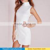 White Roll Neck Wrap Hem Bodycon Short Mini Night Dress thumbnail-5