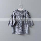2017 Girls Pullover Velvet Short Sleeve t Shirt Childrens Plain Hip Hop T-shirt thumbnail-4
