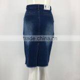 Ladies Custom Fashion Back-slit Denim Skirt thumbnail-3