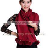 CX-B-P-42E Fur Ball Decora Fashion Women Cashmere Shawl thumbnail-6