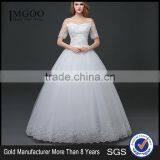 MGOO Elegant Custom Made White Crystal Wedding Dress Ball Gown Beach Bridal Dress Frock Style Tulle Designs Saree thumbnail-1