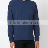 Man Middle Blue Cotton Formal Golf Long Sleeve Polo t Shirt thumbnail-2