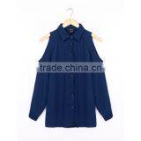 Women Off Shoulder Long Shirts Sexy Chiffon Tops Turn Down Collar Blouse Long Sleeve Casual Plus Size Blouse thumbnail-5