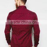 Skinny Shirt With Dot in Burgundy With Long Sleeves thumbnail-2