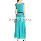 Women's Sleeveless Lace Skater Maxi Dress With Belt thumbnail-2