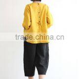 Women Linen Blouse Tops Linen Fabric Clothing Apparel Factory Wholesale thumbnail-3