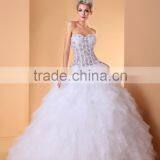 A-line Wedding Dress Open Back Floor-length Strapless Lace Tulle With Lace Bridal Gown P001 thumbnail-1