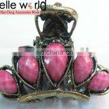 Women Crystal Rhinestone Bronze Peacock Hair Clip thumbnail-1