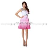 Wholesale Pink Sheer Strap Rhinestone Zipper Chiffon Short Homecoming Dresses