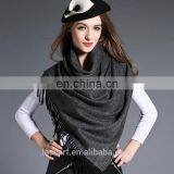 Wholesal Higher Quality 100% Cashmere Scarf Pashmina Grey thumbnail-5