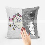 Hot Sale Custom Fabric Cushion Cover Beautiful Travel Mermaid Sequin Pillow Unicorn Custom Pillow Magic Sequin Emoji Pillow thumbnail-5