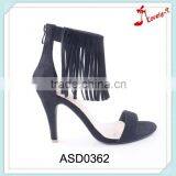 Good Quality Cheap Price High Heel Woman Suede Tassel Sandals Using Back Zipper thumbnail-1