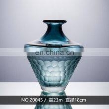 High Quality Decorative Green Handmade Transparent Glass Vase Centerpiece For Home Decor Clear Decoration thumbnail-3