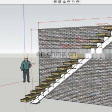 CBM Exclusive Carbon Steel Beam Solid Wood Tread 1m Tempered Glass Rail Stair Customized Indoor Straight Staircase thumbnail-4
