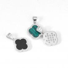 S925 Sterling Silver Four-leaf Clover Necklace Female Agate Zircon Pendant Simple Style Necklace thumbnail-4