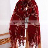 New Model Autumn Winter Long Tassel Fringe Checked Plaid Blanket Shawl thumbnail-3