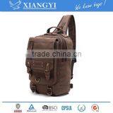 Men's Canvas Leather Sling Messenger Shoulder Bag Chest Pack Sports Backpack