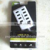 10 Port High Speed USB 2.0 Hub With 3A Power Adapter Windows and Mac Apple Black