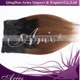 Full Head Clip in Hair Extensions Ombre One Piece 2 Tones Wavy Curly Black Brown Blonde thumbnail-2