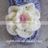 Purple Multi-color Knit Slippers,crochet Pale Yellow Flower,Alaskan Lilies,baby Shower,customized Size for Women and Baby thumbnail-2