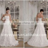 Festival Real Sample A Line Strapless Appliques Long Train Organza Floor Length Beaded Wedding Gown Bridal Dress RP0006 Dresses