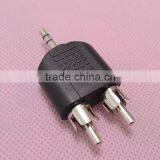Stereo Audio Black 3.5 Male to RCA Male Connector Adapter