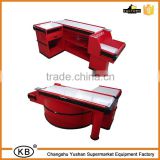 Red Color Supermarket Cash Counter Round Checkout Counter