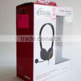 Good style corrugated package box for headphone with transparent window