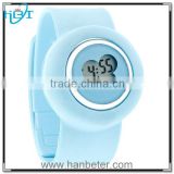 2014 latest hot sale unisex vogue colorful silicone slap watch digital ring watch