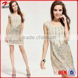 Sequin dress Fashion Elegant Beige Paillette sequin Beading dress Evening sequin Dress heavy beaded evening dresses