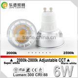 Newest CCT Adjustable 2000-2800k Dimmbale Gu10 Led Bulb 6w