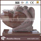 European Funeral Red Granite Monument With Angel / Flower Design thumbnail-2
