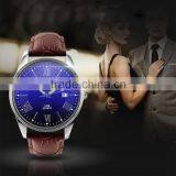High Class Bule Dial Alloy Case Genuine Leather Band With Night View Men Fashion Watches thumbnail-1