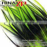 ZPDECOR Feather Hair Extension Dyed Lime Green Laced Medium Rooster Cape Feathers thumbnail-4