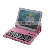 Universal 9-10 Inch Tablet PC Detachable Bluetooth Keyboard Leather Case With Pink