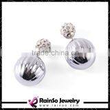 Silver,Gold And Gun Color Double Metal Wire Wrapped Sides Stud Earrings thumbnail-3